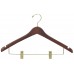 Combo Wooden Hanger W/Clips and Notches Curved - Natural & Walnut
