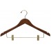 Combo Wooden Hanger W/Clips and Notches Flat -Natural & Walnut