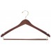 Suit Hanger W/Locking Bar & Notches Curved - Natural & Walnut