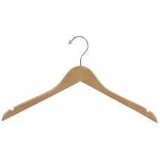 Top Wooden Hanger W/ Notches Flat - Natural & Walnut